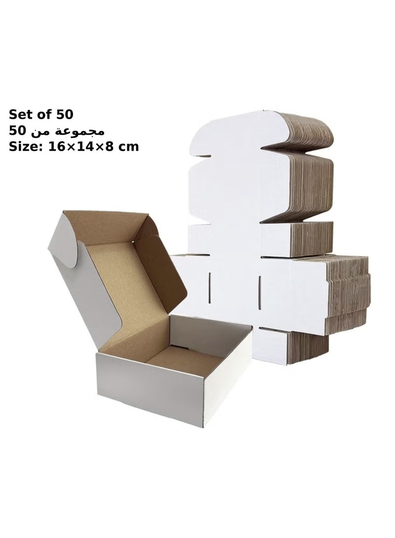 بست كراتين شحن | 50 قطعة | 16 × 14 × 8 سم | للتجارة الإلكترونية | أبيض - Image 1